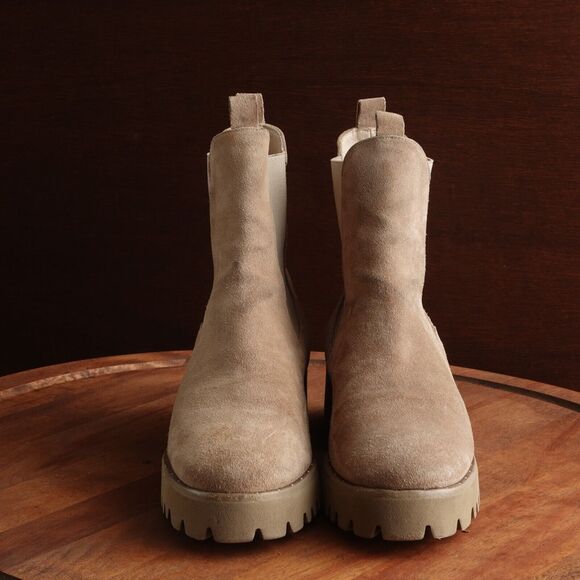 Freda Salvador Boots Womens Size 6.5 Beige Brooke Suede Chelsea Lug Sole Ankle - Picture 3 of 16